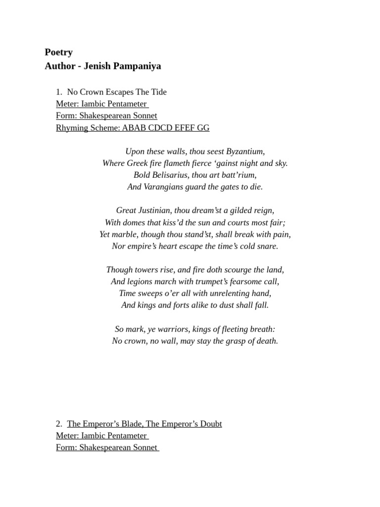 Poetry Iambic Meters | PDF | Stanzaic Form | Composition & Creative Writing