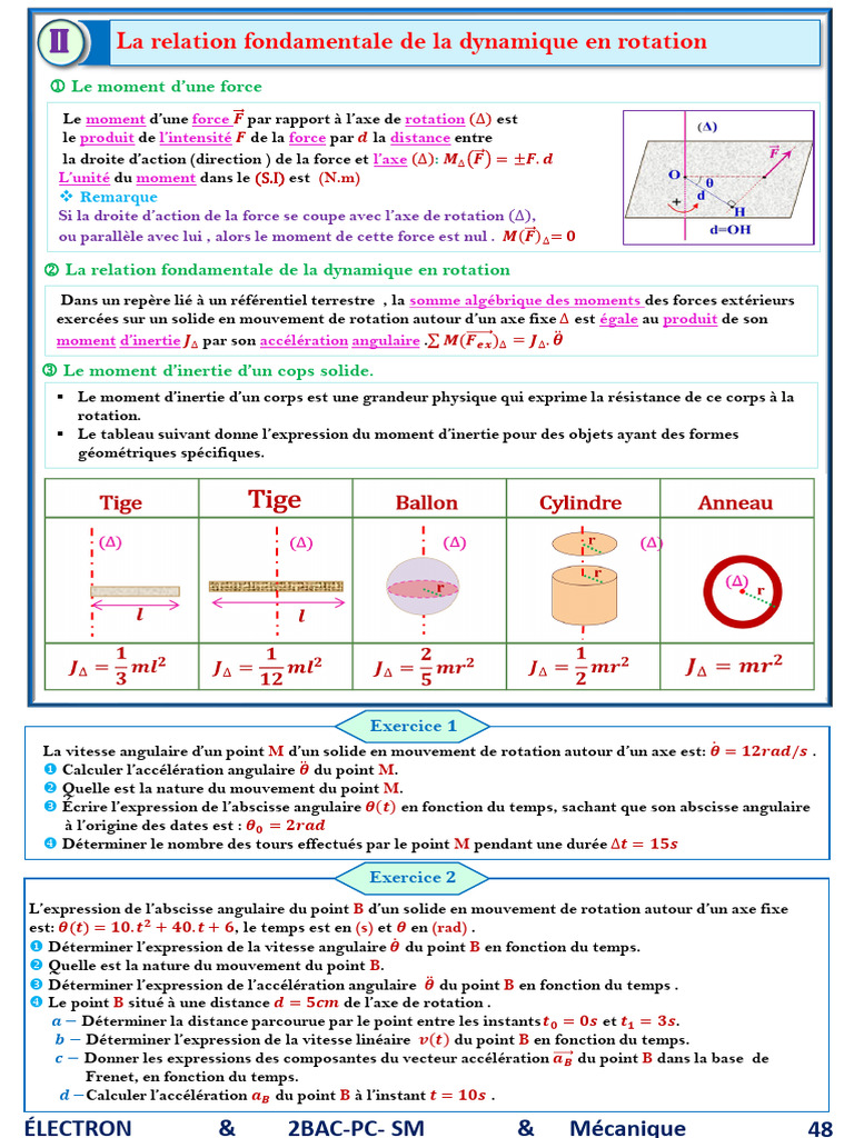 Exercices de Rotation | PDF | Moment d'une force | Rotation