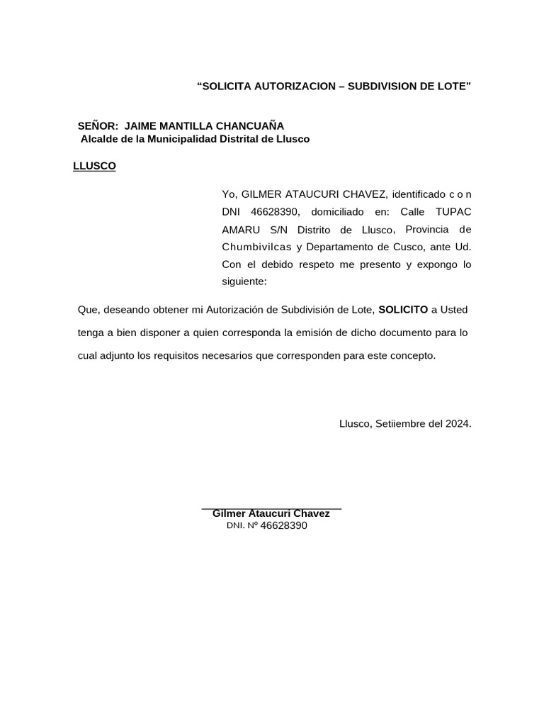 Solicita Autorizacion | PDF
