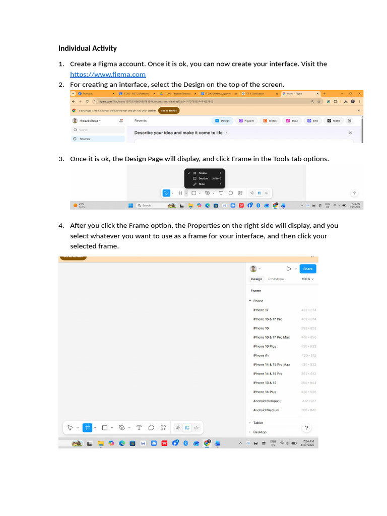 FIGMA INTERFACE Instructions Individual Activity | PDF