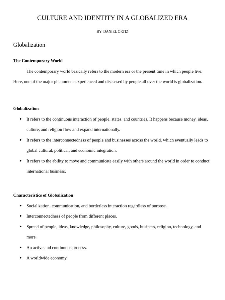 Culture and Identity in a Globalized Era | PDF | Globalization | Trade
