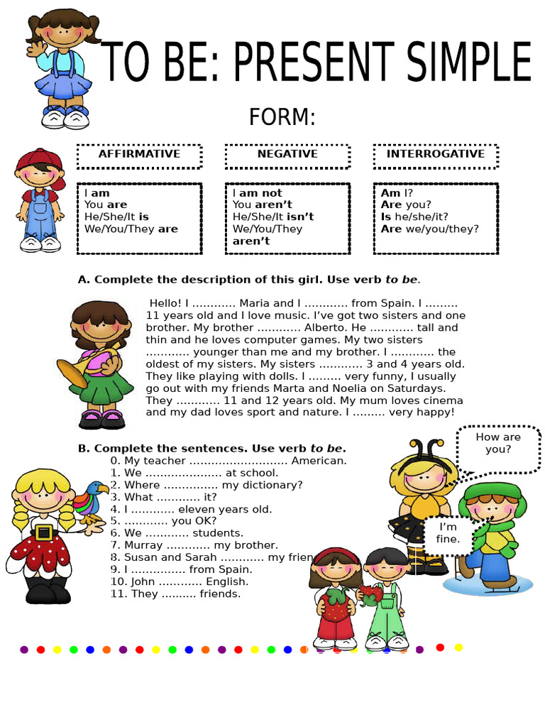 Verb to Be Simple Present Fun Activities Games Warmers Coolers 7890 | PDF