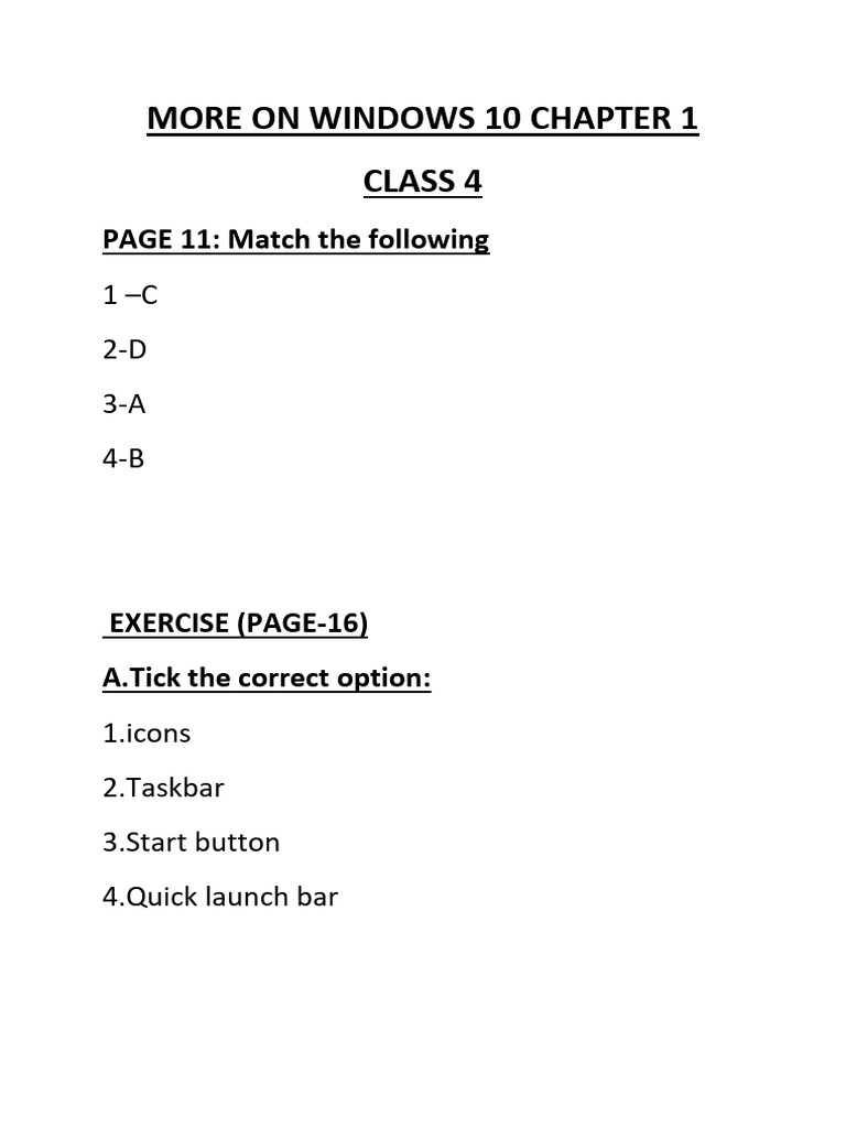 More on Windows 10 Chapter 1 Class 4 | PDF