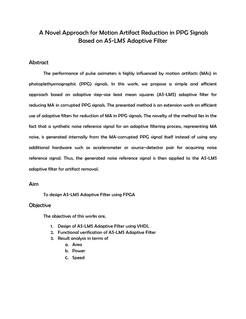 Motion Artifact Reduction in PPG Signals | PDF
