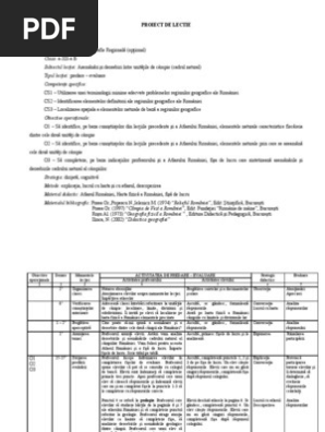 Proiect De Lectie Recapitulare Campiile Romaniei