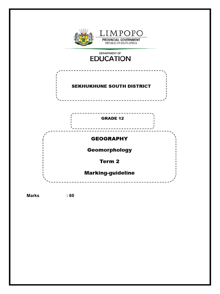 GEOG GR 12 Geomorphology Term 2 Test 1 Marking Guideline | PDF | River ...