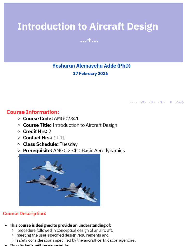Introduction to Aircraft Design Chapter 1 W 1 | PDF | Aircraft | Aviation