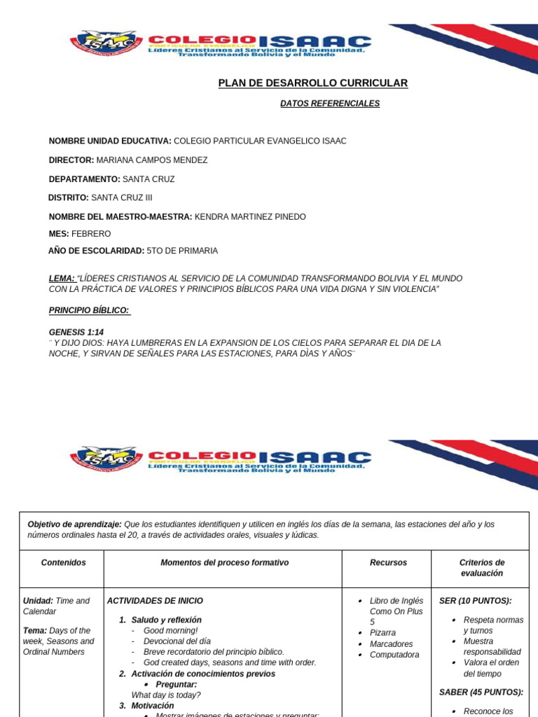 Pdc 5to de Primaria Marzo | PDF