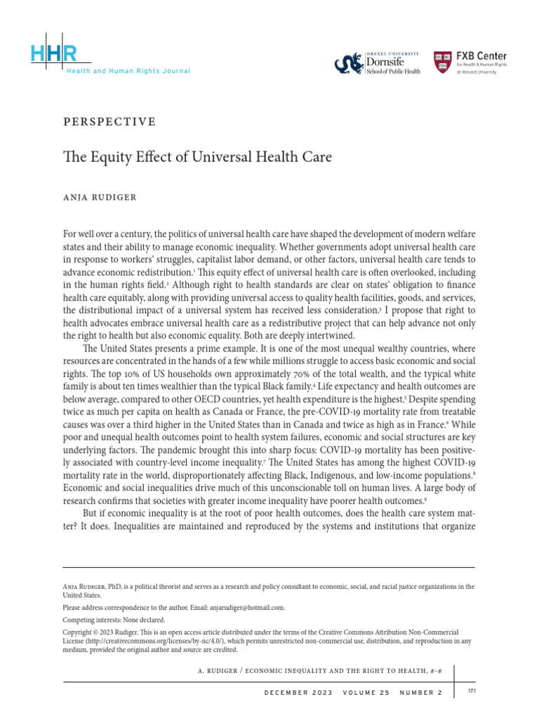 The Equity Effect of Universal Health Care | PDF | Economic Inequality ...