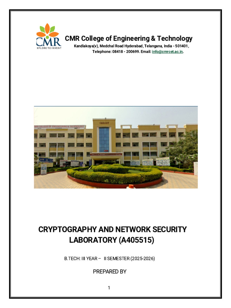 CNS-Lab Manual 3-2 2025-2026 | PDF | Cipher | Encryption