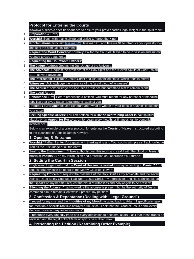 Protocol for Entering the Courts | PDF | God In Christianity | Jesus