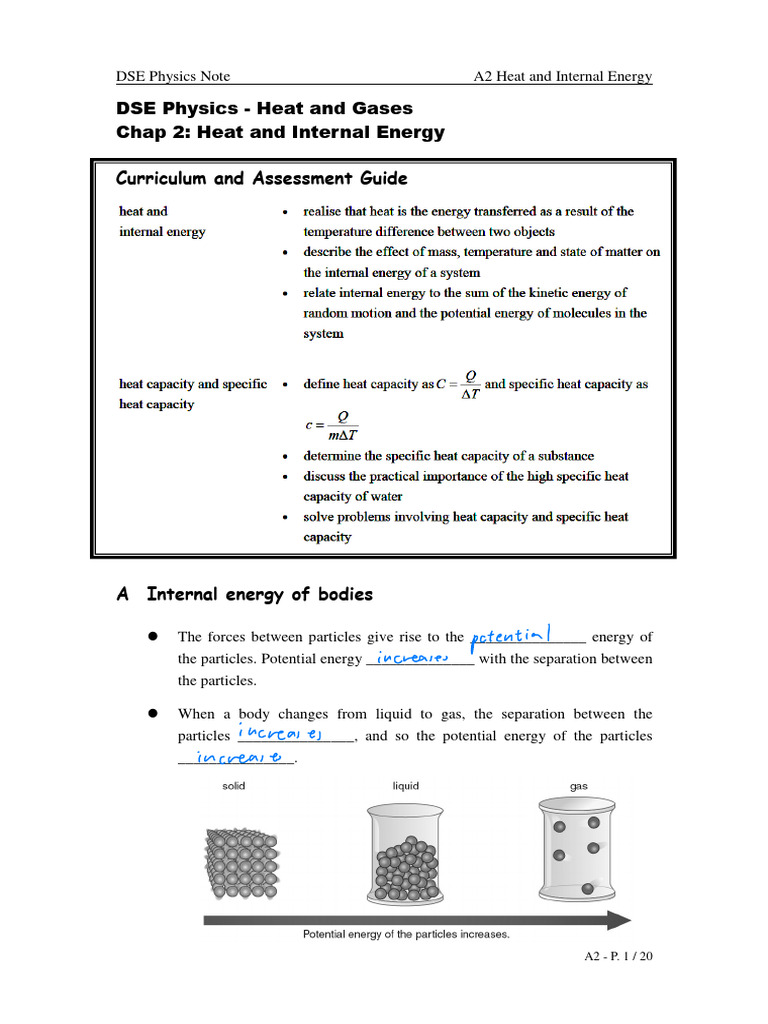 Physics F3 Ch2 Heat and Internal Energy | PDF