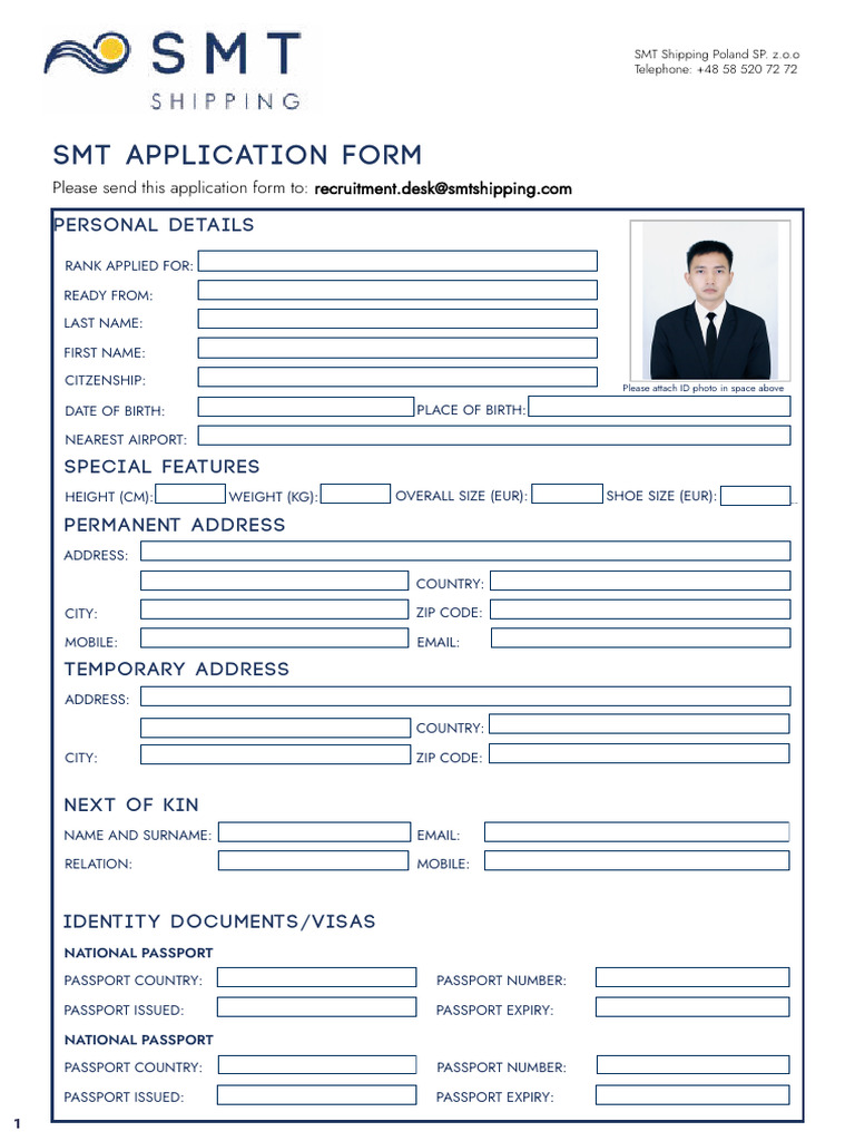 SMT Crew Application Form_IX | PDF | Freight Transport | Ships