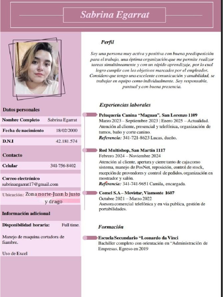 Sabrina Egarrat Cv Act | PDF