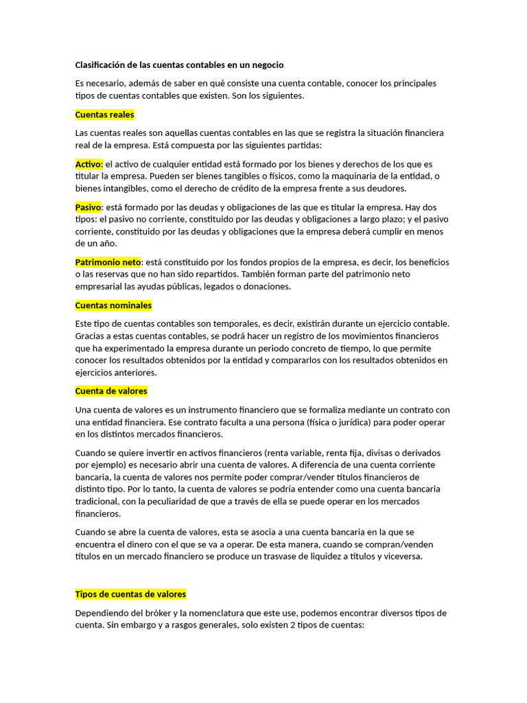 Clasificación de Las Cuentas Contables Para La Exposicion | PDF ...