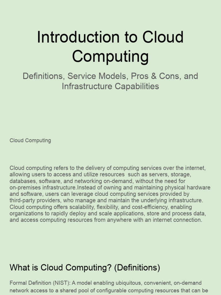 Introduction to Cloud Computing | PDF | Cloud Computing | Software As A ...