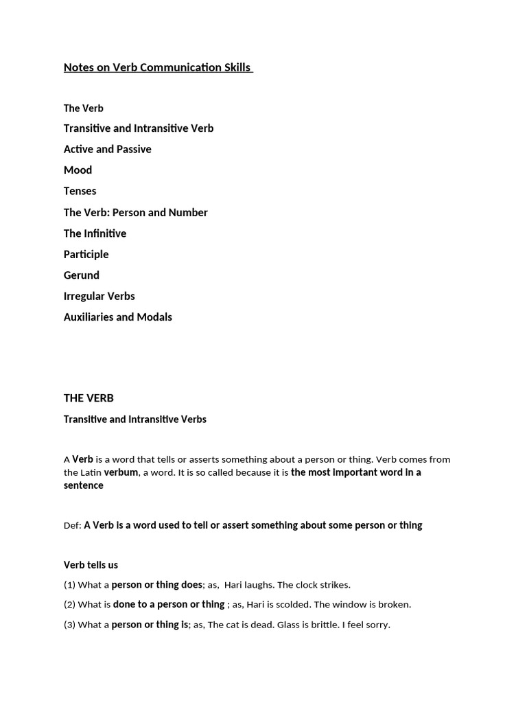Verb Communication Skills | PDF | Verb | Grammatical Number
