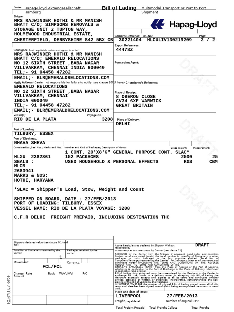 135085879 Bill of Lading Copy | PDF | Bill Of Lading | Cargo