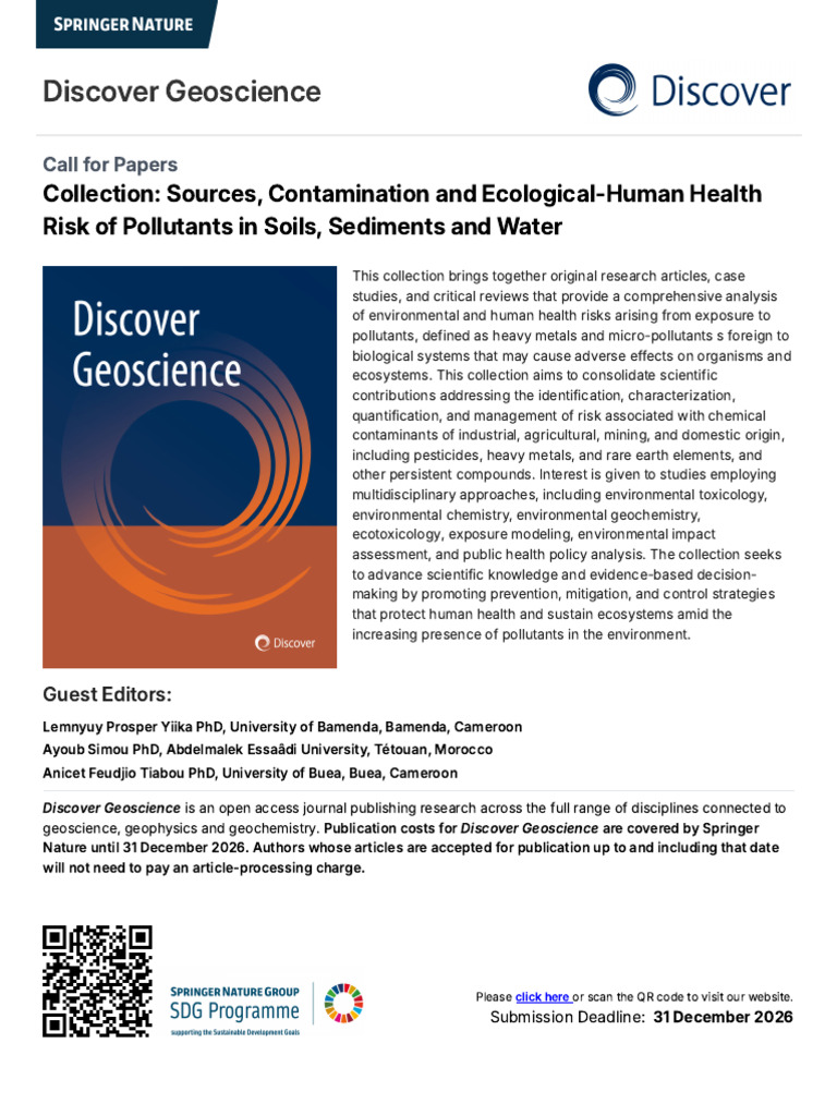 Discover Geoscience EFlyer_Sources, Contamination and Ecological-Human ...