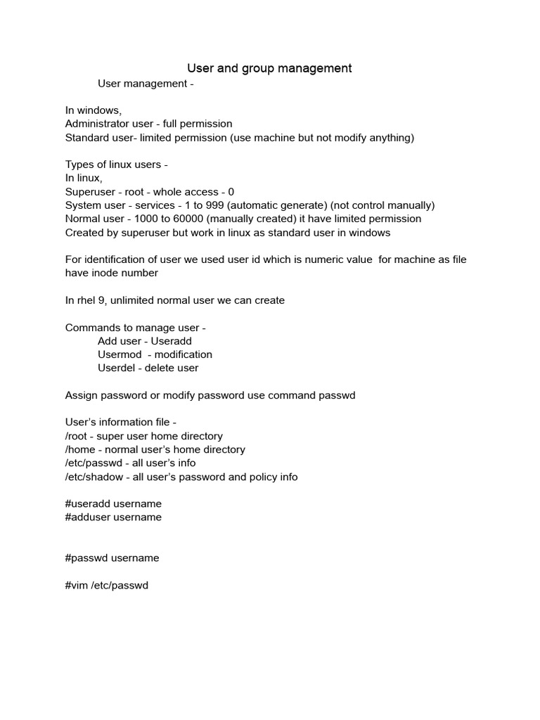 User and Group Management | PDF | Superuser | User (Computing)