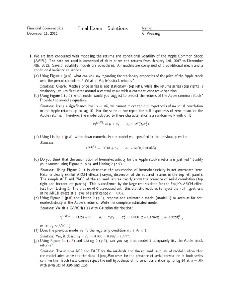 Fall2012-final-solutions | PDF | Descriptive Statistics | Estimation Theory