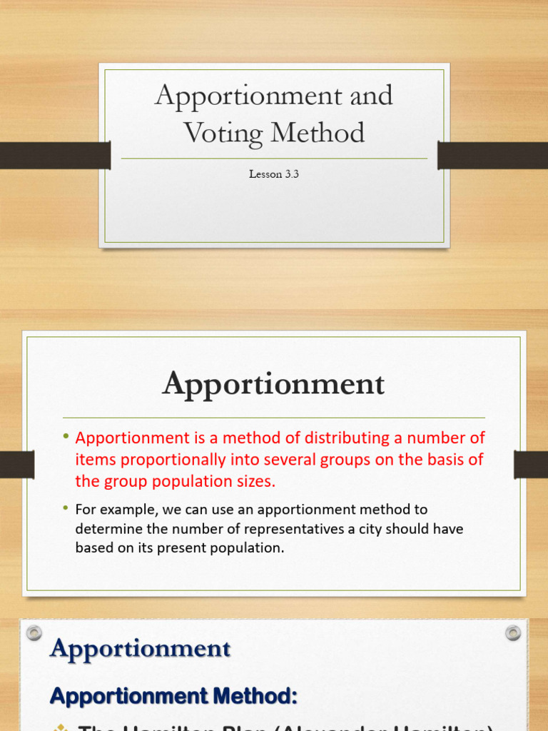 Lesson 3.3 Apportionment and Voting Method (1) | PDF