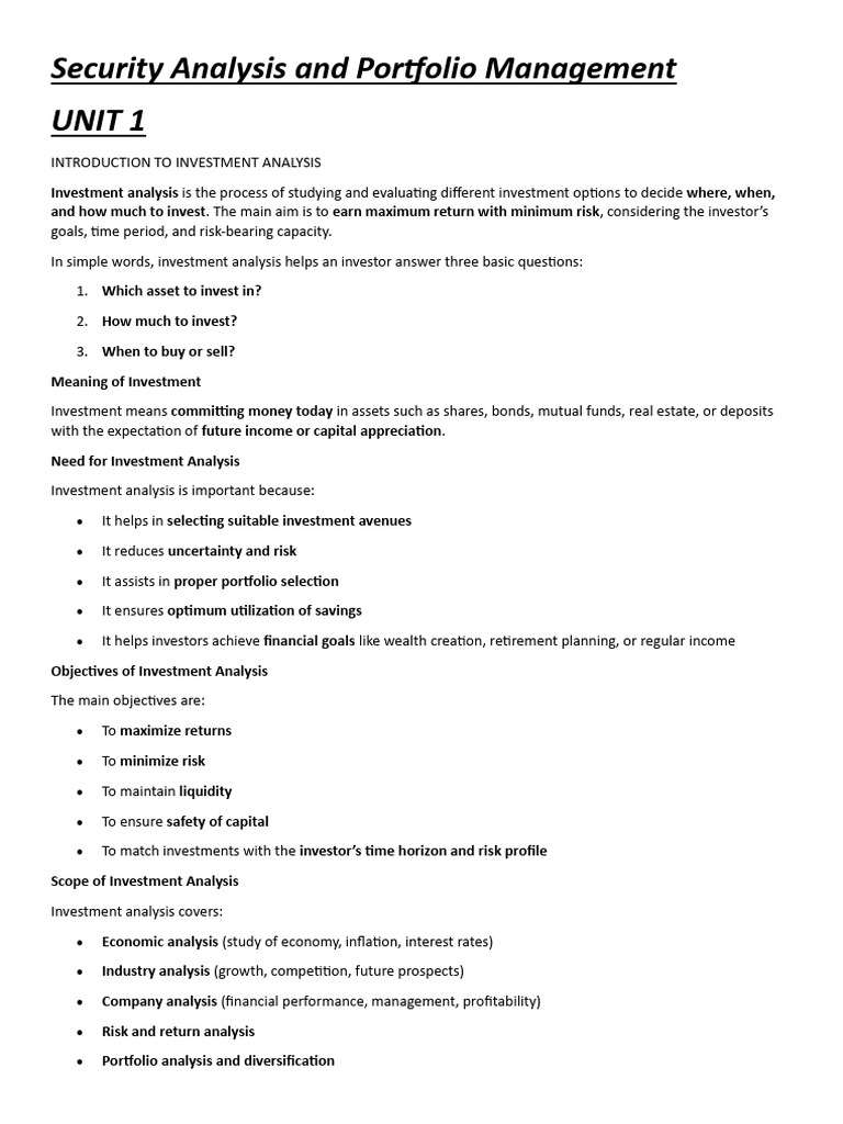 Security Analysis and Portfolio Management | PDF | Investing ...