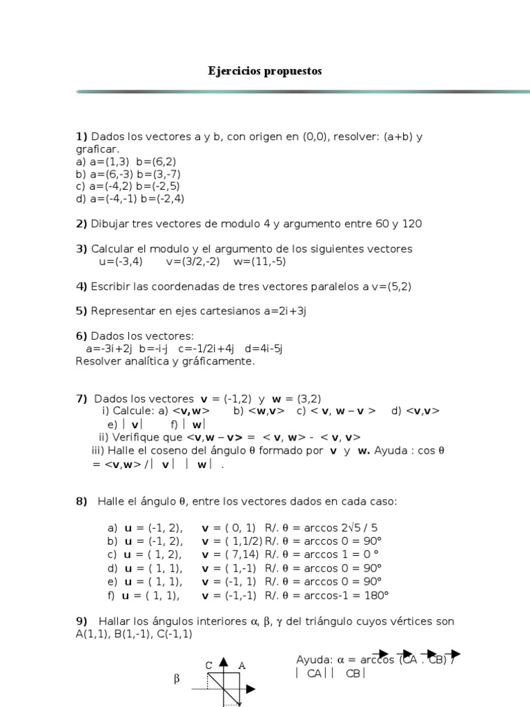 Ejercicios Propuestos Y Corregidos Vector Euclidiano Ortogonalidad