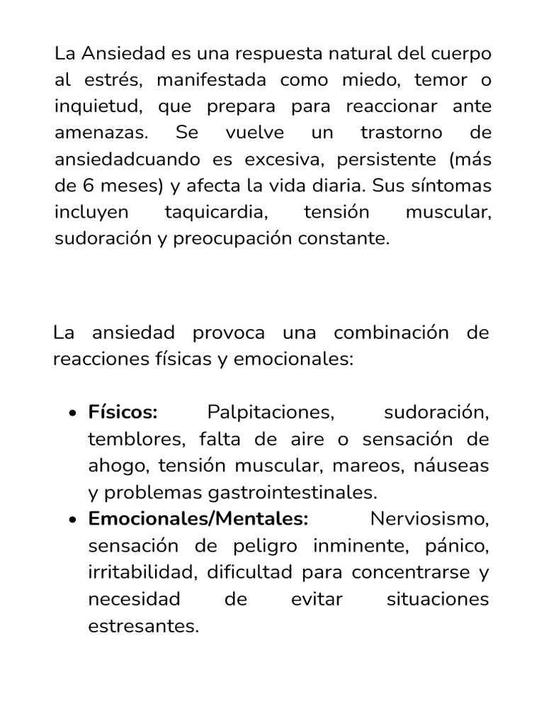 La ansiedad es una respuesta natural del cuerpo al estrés, manifestada ...