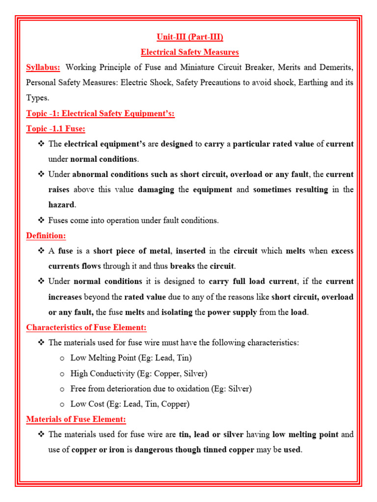 Electrical Safety Equipments | PDF | Fuse (Electrical) | Electricity