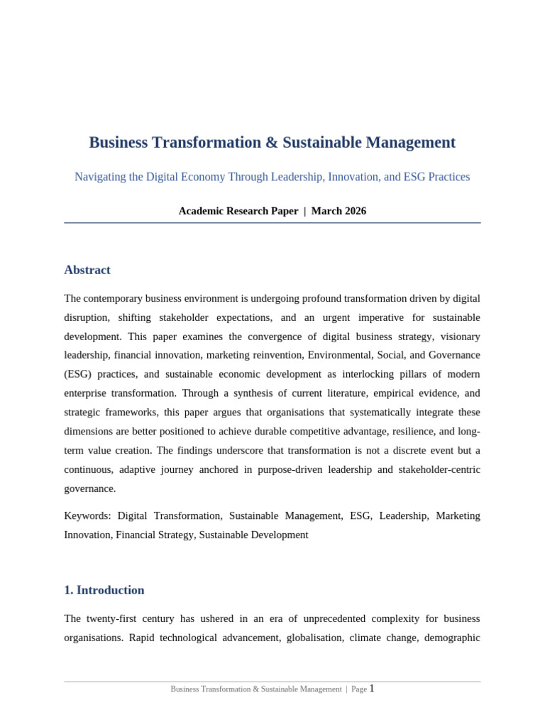 Business Transformation Paper | PDF | Sustainability | Sustainable ...
