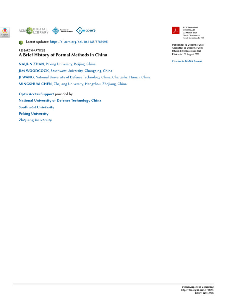 A Brief History of Formal Methods in China | PDF | Formal Verification ...