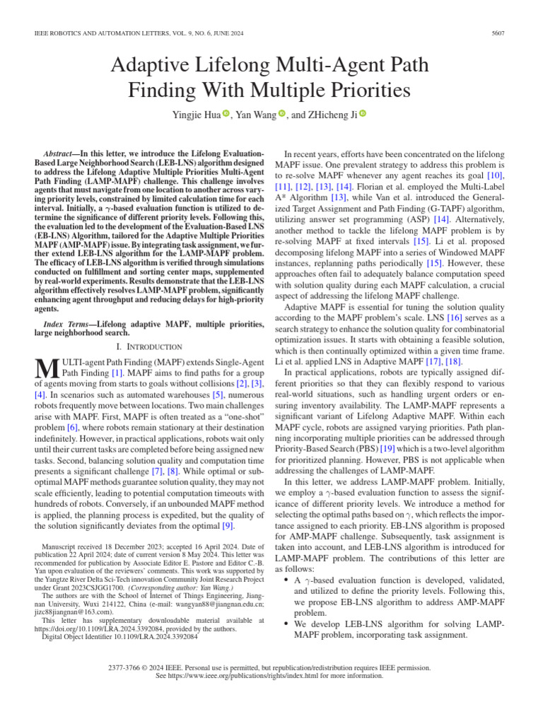 Adaptive Lifelong Multi-Agent Path Finding With Multiple Priorities ...
