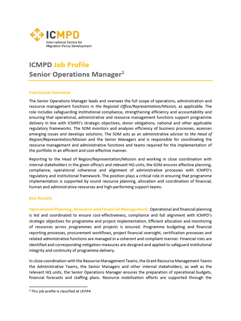 Job Profile Senior Operations Manager LPIP4_Final (2) | PDF ...
