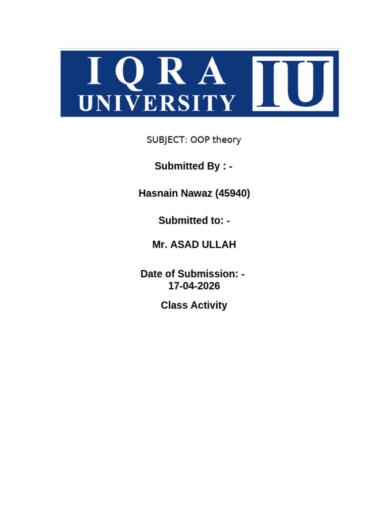 Oop Class Activity | PDF