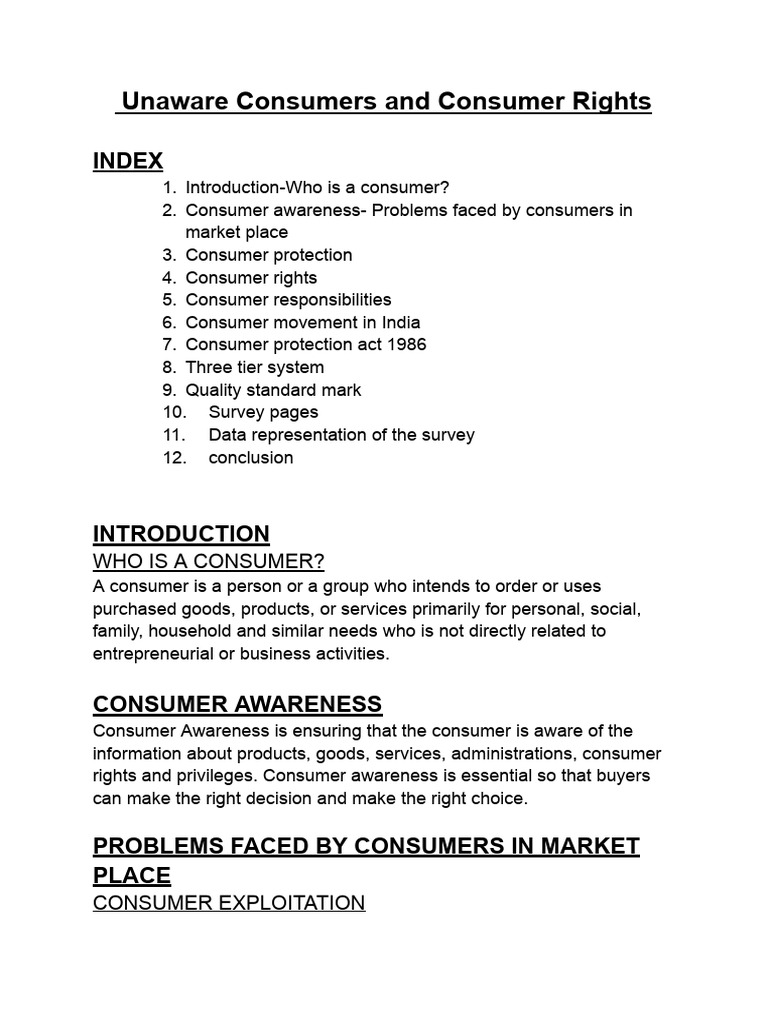 Unaware Consumers and Consumer Rights | PDF