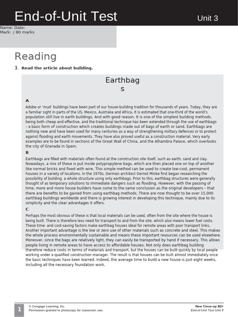 162626 NCU3e BrE B2plus Assessment EndofUnit Test Unit03 | PDF