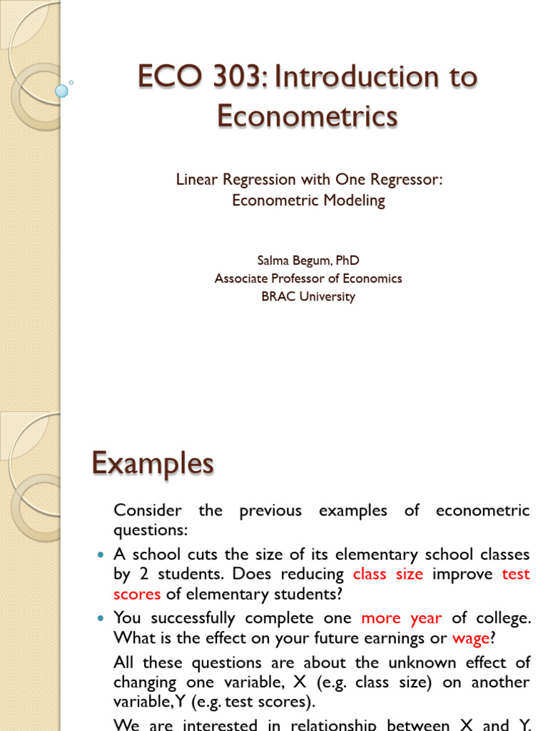 SLR Model | PDF | Econometrics | Dependent And Independent Variables