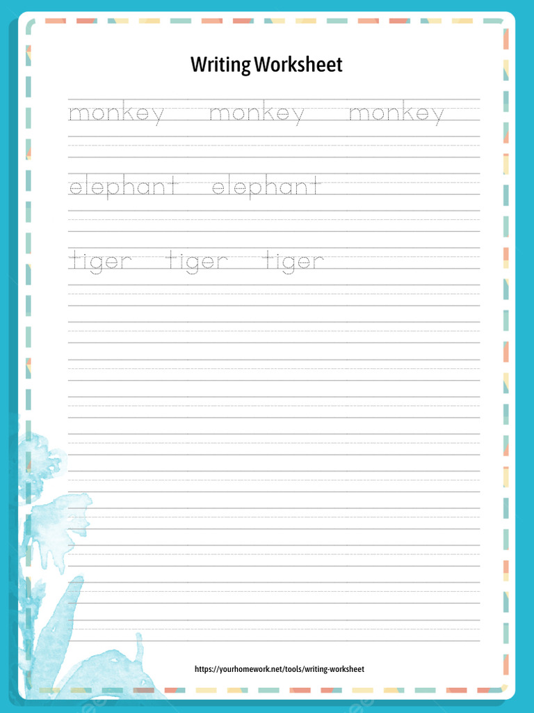 Writing Worksheet (6) | PDF