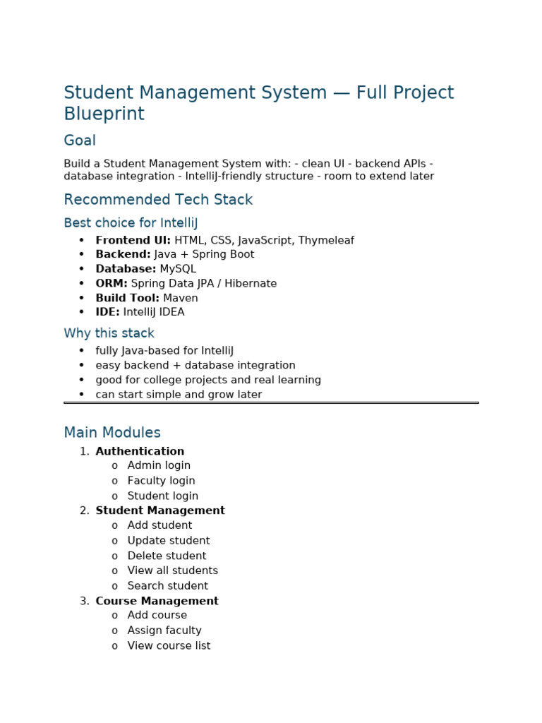 Student Management System Blueprint | PDF | Computing | Databases
