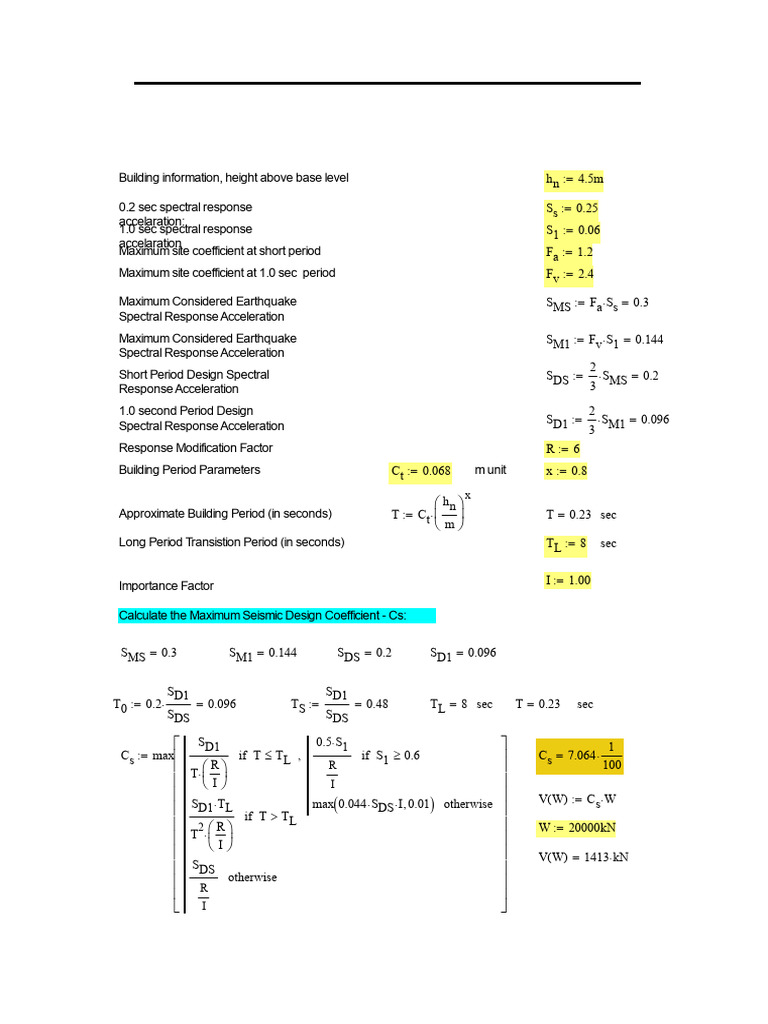 Mathcad - ASCE 7 Seismic - Asce 7-05 - Final | PDF | Geology | Risk ...