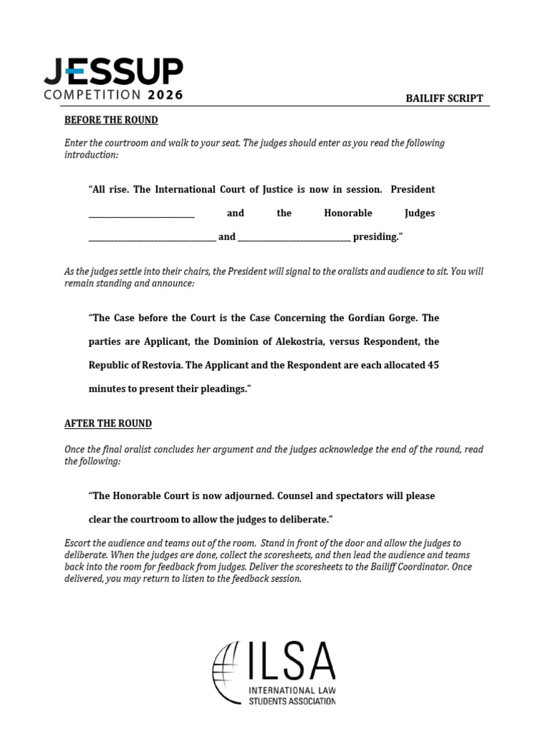 2026 Bailiff Script | PDF