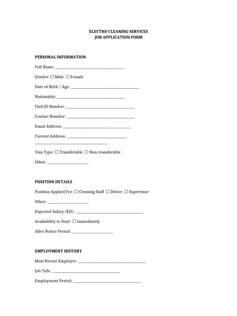 Electro Cleaning Application Form | PDF