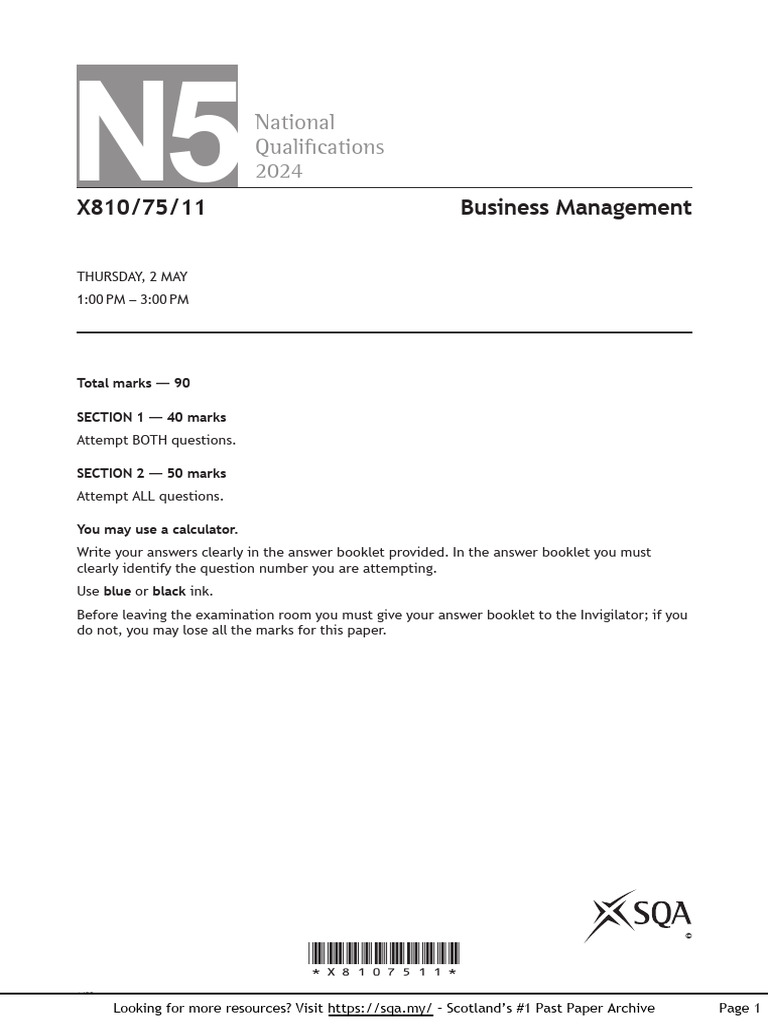 N5 Business 2024 Paper | PDF | Profit (Economics) | Artificial Intelligence