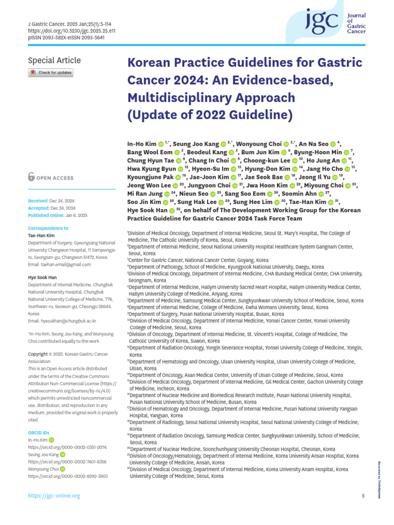 Korea guidelines gastric cancer | PDF | Oncology | Medicine