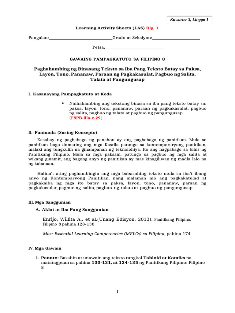 Learning Activity Sheets (2) | PDF