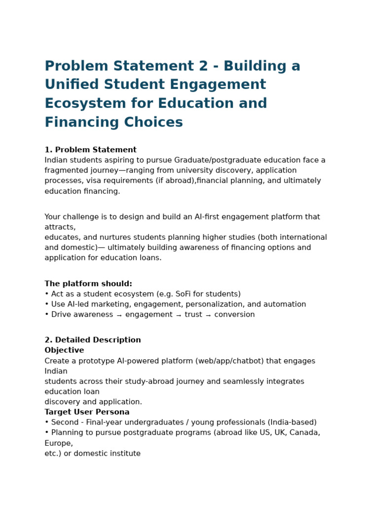 Problem Statement - Unified Student Engagement Platform | PDF ...