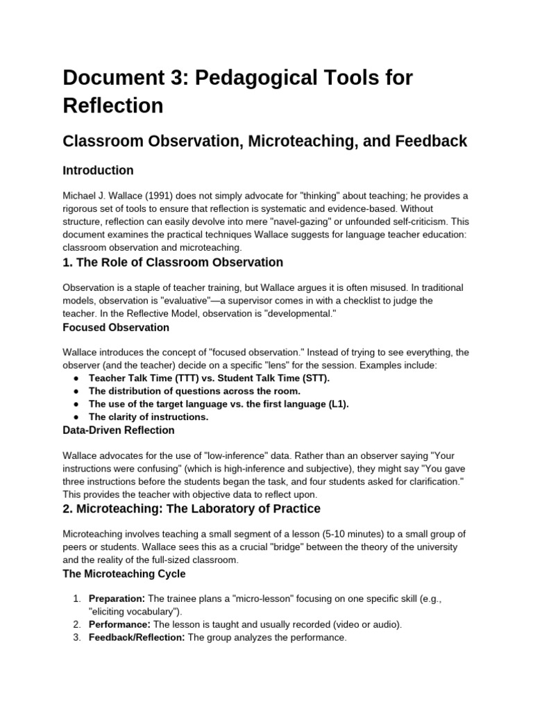 Document 3_ Pedagogical Tools for Reflection | PDF | Teachers ...