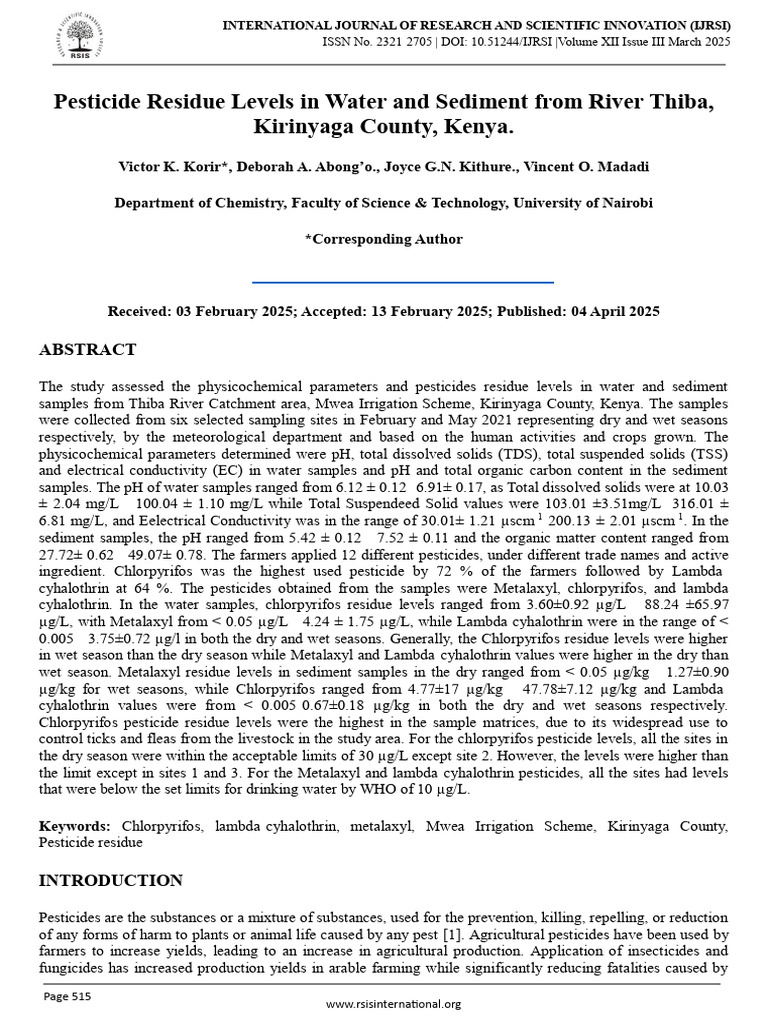 Pesticide Residue | PDF | Environmental Science | Earth Sciences