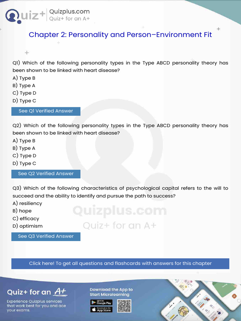 Which of the Following Personality Types in the Type Abcd Personality ...